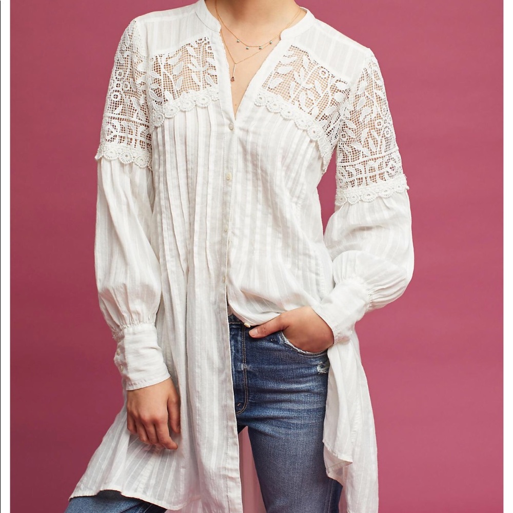 Anthropologie Feather Bone Lucille Pintucked Tunic